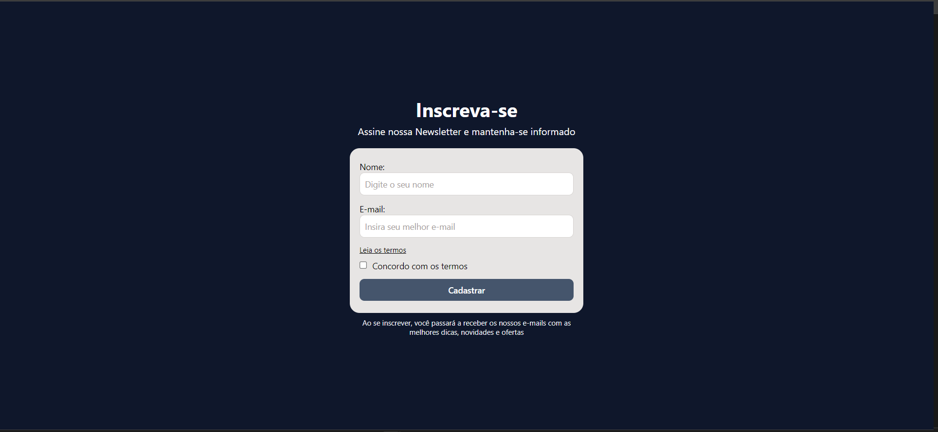 Formulário de Newsletter