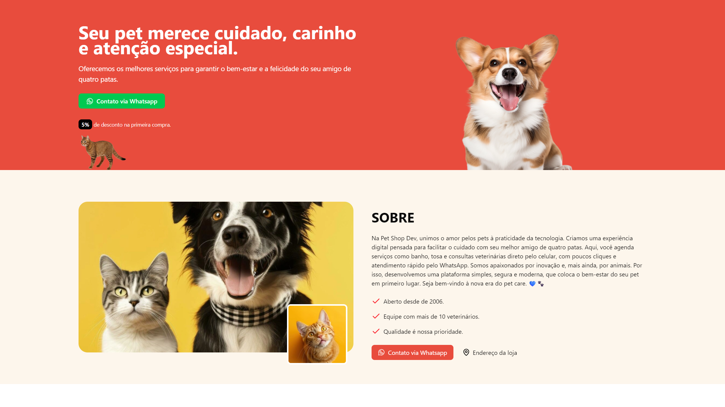 Capa do projeto Landing Page para um Pet Shop